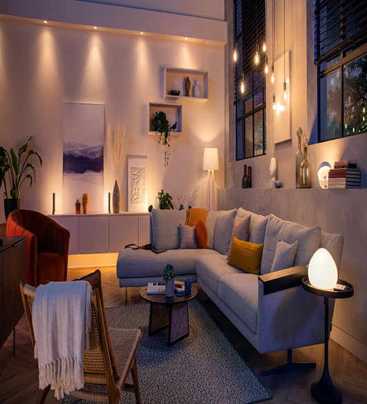 Seamlessly set the mood with personalized lighting scenes and precise temperature control right from your KNX touch panels or mobile app.